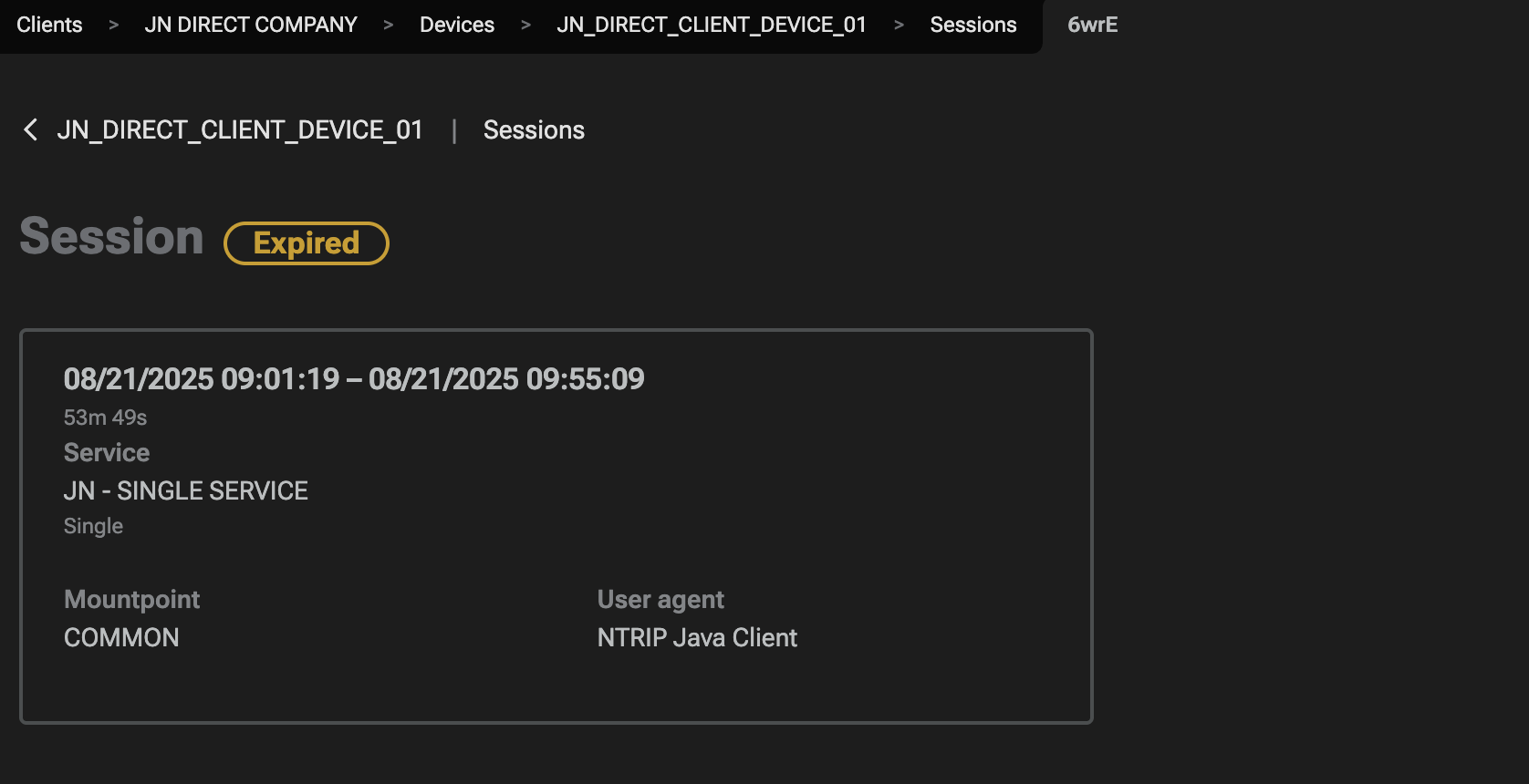 Example of expired session Example of expired session